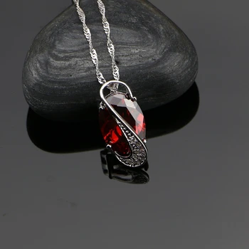 925 Sterling Sølv Smykker Sæt, Rød Cubic Zirconia Med Hvide Perler For Kvinder Lugning Øreringe/Vedhæng/Halskæde/Ring
