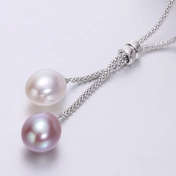 925 Sølv Ferskvands Perle Halskæde Kvinder,Mode Naturlige Perle Vedhæng Smykker Hustru Mødre Fødselsdag Gave Hvid 45cm