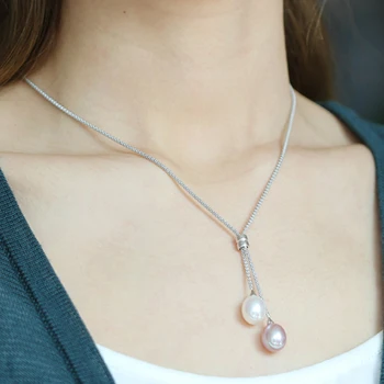 925 Sølv Ferskvands Perle Halskæde Kvinder,Mode Naturlige Perle Vedhæng Smykker Hustru Mødre Fødselsdag Gave Hvid 45cm