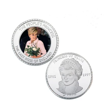 999.9 Sølv Mønt Prinsesse Diana 20 års Jubilæum Metal Mønt Den Sidste Rose of England Samt Souvenir-Mønt