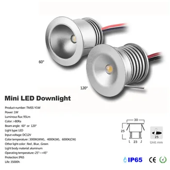 9pcs 1W Led spot light 25mm mini downlight indbygning 1W led-kabinet lys led-ferie lys input DC12V hele salg gratis skibet