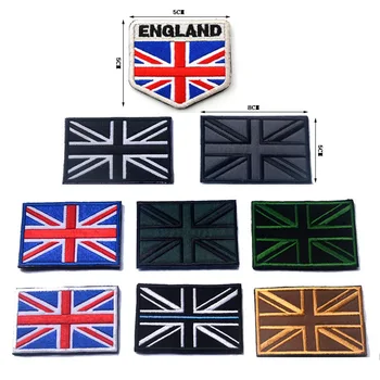 9pcs Det Forenede Kongeriges Flag, Patch Broderi England Taktiske Patch Militære Moral Armbind Krog Og Sløjfer Britan Badge