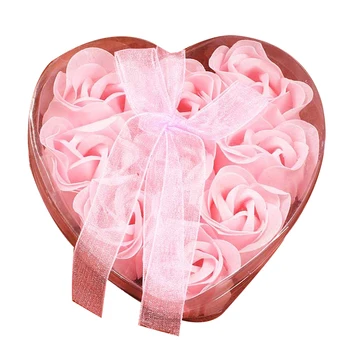9Pcs Duftende Rose Petal Badekar, håndklæder, Sæbe Bryllup Part Gave(Pink)