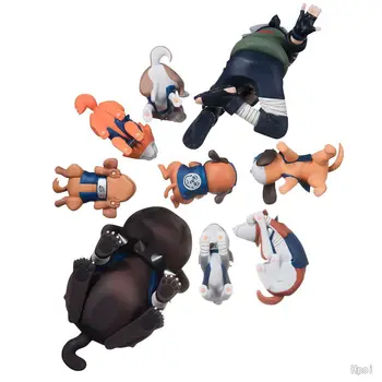 9pcs/set Anime Naruto Sasuke med Ninja Hund Samling Action Figur Legetøj