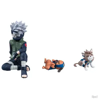 9pcs/set Anime Naruto Sasuke med Ninja Hund Samling Action Figur Legetøj