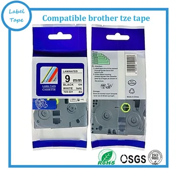 9PCS tze tape kassette 9 mm tze-221 tz221 tze 221 tz-221 til Brother Tze Tz-Tape-Etiket Printer Kaffefaciliteter