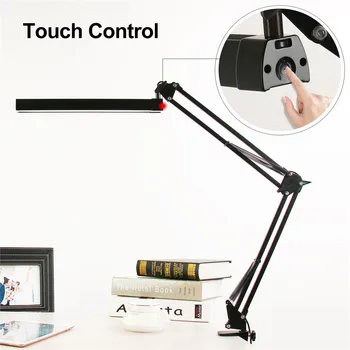 A16S 7W Metal-LED-Swing Arm bordlampe Dæmpbar Fleksibel Arm-Lampe Klemme til at Læse Office 3 Lysstyrke 2 Farve Tilstande Bord Lys
