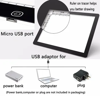 A4 Ultra-tynde LED-Light Box tracer USB Power LED Artcraft Sporing Lys Pad LightBox for Kunstnere/Tegning/ Skitse/Animation