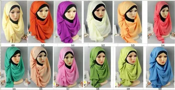 A55 50stk/meget Høj Kvalitet Almindelig Boble Chiffon Sjaler Pandebånd Populære Hijab Sommeren Muslimske Tørklæder
