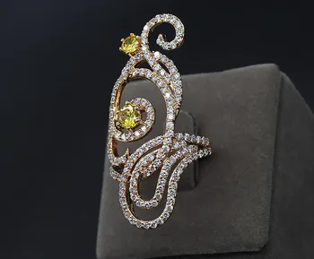 AAA CZ kobber legering blomst fuldt juvelbesatte hule ud overdrivelse ringe til kvinder, mode design smykker jinyao G12-1