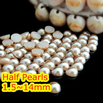 AAA+ Lys Fersken Farve 1,5 mm,2mm,3mm,4mm,5mm,6mm,8mm,10mm,12mm Fladskærms tilbage ABS plast rundt Halvdelen Perler perler.