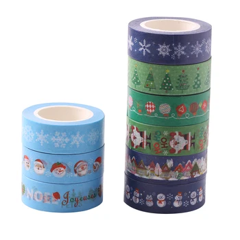 AAGU 1PC Nye Ankomst 15MM*10M Christmas Santa Claus Gave Snack Washi Tape Hånd Rive Masking Papir, Tape, Selvklæbende Craft Papir Tape