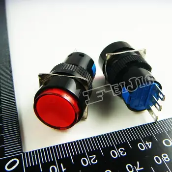 AB6-M-Knappen farve Red AC 3A/250 V (DC-30V/5A) 3Pin Ikke selvlåsende trykknap Switch (Self reset switch) 20Pcs/masse