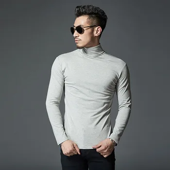 Acacia Person Mænds tøj basic rullekrave shirt slank mand slebet rullekrave lang-ærmet T-shirt i 95% bomuld termisk undertøj