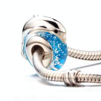 Aceworks Ocean Delfin Vedhæng 925 Sterling Sølv, Glas Perler Europæiske Armbånd, Kæde Neckalce Retro Etniske Kvinder, Sølv Smykker