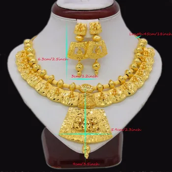 Adixyn 45cm/18inch Halskæde Øreringe Smykker Sæt Til Kvinder, Piger Guld Farve Romantisk Arabiske/Etiopiske/Afrikansk Bryllup Tilbehør
