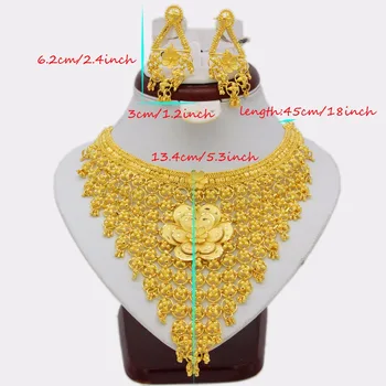 Adixyn Store Blomster Halskæde/Øreringe Smykker Sæt Til Kvinder Guld Farve/Kobber Etiopiske Arabisk Indien Bryllup Gaver