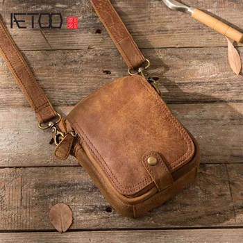 AETOO 2017 Retro mobiltelefon lommer mandlige håndlavet læder Messenger mini casual bag krat læder læder skulder taske taske