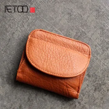AETOO Shell læder tegnebog kvindelige kort afsnit, første lag af læder mini-spænde mønt mønt taske Japan og Sydkorea søde li