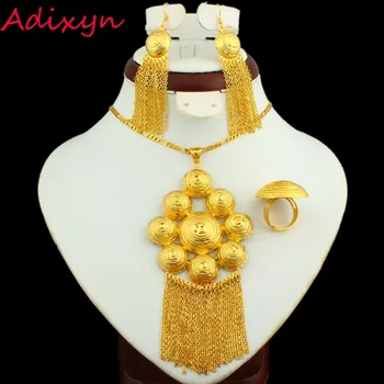 African/Dubai Brud Smykke sæt 24K Guld Farve Halskæde/Øreringe/Ring/Vedhæng Etiopiske/Midt Påske/Indien/Kenya Smykker Gaver