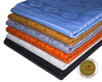Afrikansk Design Nigerianske Mode Bomuld VIP Bazin Riche Guinea Brocade Fabric 10 M/Taske FEITEX