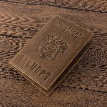 AGBIADD kvinder i Ægte Læder Pas Dække russiske logo Emblem Kreditkort Indehaveren Rejse Dokument Dækker Pas B598
