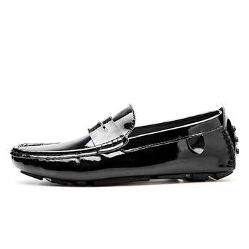 AGSan mænd penny loafers patent læder mokkasiner bourgogne størrelsen 47 46 45 kørsel sko mænd 11 10.5 10 9.5 læder sko hvid