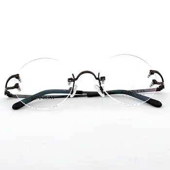 Agstum 49mm Runde Størrelse Ren Titanium Uindfattede Vintage Brille Ramme Briller G280439