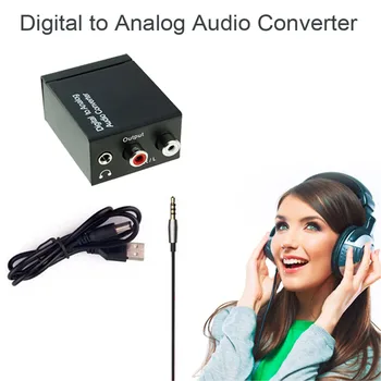 Aikexin DAC Digital til Analog Audio Converter med Optisk Toslink Coax-til-Analog-R/L Audio RCA-Adapter med 3,5 mm Jack-Udgang