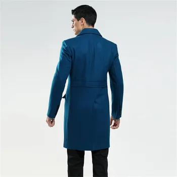 AIMENWANT skræddersyet mænds Britisk mode S-6XL uld frakke russisk mand dobbelt breasted sø blå grøft gratis fragt Klud