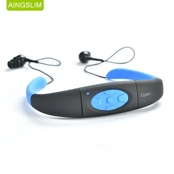 AINGSLIM IPX8 Vandtæt 8GB Undersøiske Sport MP3-Afspiller, Neckband Radio Stereo Audio Hovedtelefoner med FM for Dykning Svømning