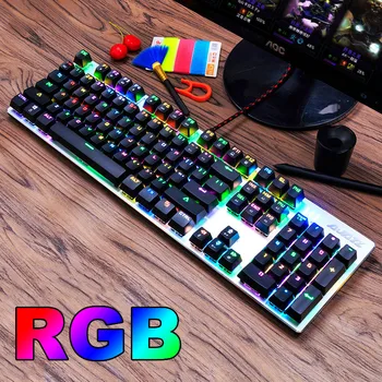 Ajazz RGB LED-Baggrundsbelyst Mms-Mekanisk Tastatur Kabel USB oplyst Gaming Tastatur Gamer Ergonomisk, værdiboks til Bærbar Computer,