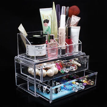 Akryl Makeup Organizer Cosmetic Organizer Makeup Skuffer Børste Maquillage Smykker Opbevaringsboks