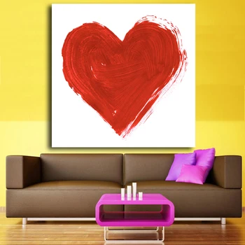 Akvarel romantisk Røde Hjerte Lærred Kunst Print Plakat Væg Billeder til boligindretning Ramme omfatter ikke