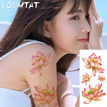 Akvarel Rose blomster arm, skulder tatoveringsmærker flash henna tatoveringer falske vandtæt midlertidige tatoveringer mærkat kvinder på kroppen