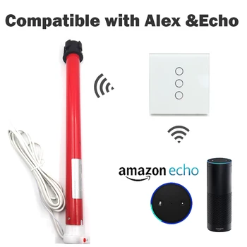 Alexa ekko eller google startside assistent voice control app control 25mm Automatisk Elektrisk Rulle til 38mm rør Persienner, Skodder kit