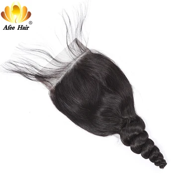 AliAfee Brasilianske Løs Bølge Lace Lukning Med Baby Hair 4*4 Remy Human Hair Lukning 130% Tæthed 8