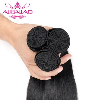 Aliballad Brasilianske Lige Menneskehår 4 Bundter Naturlige Farve Hår Vævning 10 Til 26 Tommer Dobbelt Skud Non Remy Hair Extensions