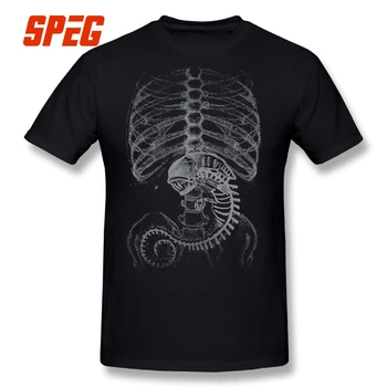 Alien vs Predator Tees Fremmede Knogle Pagt Ben T-Shirt med Korte Ærmer Menneskelige Krop Embryo X-Ray O-Neck T-Shirt i Bomuld Plus Størrelse