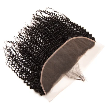 ALIPOP Brasilianske Kinky Curly Lace Frontal Lukning Med Baby Hair Naturlig Hårgrænse Non Remy Human Hair Bundter Pre Plukket