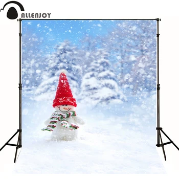 Allenjoy fotografisk baggrund Jul snemand sne vinteren børn dreng, photocall foto studio tapet