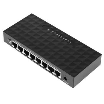ALLOYSEED Netværk 8 Port Desktop Switch 10/100 Mbps Fast Ethernet-Switcher Lan Hub Understøtter 6-55V Strømforsyning