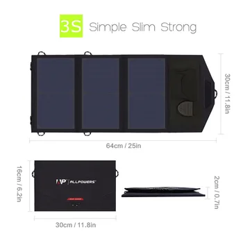 ALLPOWERS Sol Batteri Oplader Solar Telefon/Tablet/Laptop Oplader Solar Bil Oplader til iPhone, Samsung, iPad 12V Bil Batteriet.