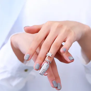 Almei 5% Engagement 8 Stk Stil Nail Guld Farve Ringe Til Kvinder Justerbar Finger Ring Kvindelige Damer Smykker Dropshipping SZ285