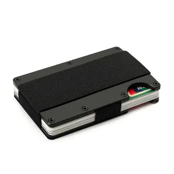 Aluminium Slank Tegnebog Rfid Kreditkort Indehaveren NFC Anti Scan Metal Business Case med Elastisk Penge Band Pung Rejse Porte Carte