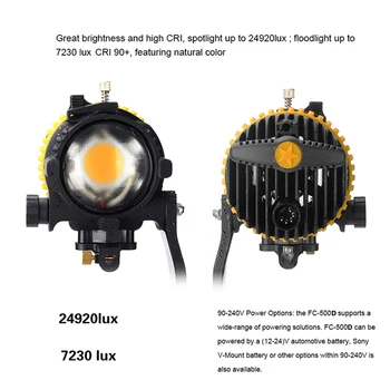 ALUMOTECH 50W LED Høj CRI 5500/3200K Bærbare Spotlight Til Kamera-Video til Kontinuerlig Lys