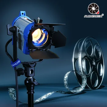 ALUMOTECH Som Arri 150W Fresnel Wolfram Spotlight Belysning+Pære+Barndoors For Film Studio Video Kamera Fotografering