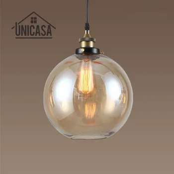 Amber Glas Skygge Antikke Vedhæng Lys Industrail Køkken Ø Kontor Bar Butiksbelysning Fixures Vintage Vedhæng Loft Lampe