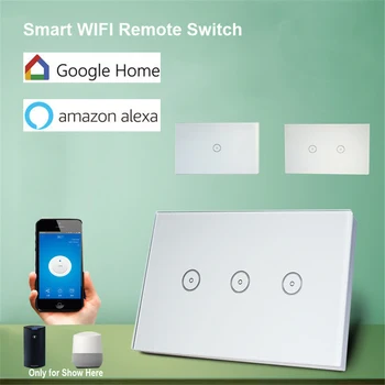 Amerikansk Standard 10A/Bande Smart WIFI Skifte 1/2/3 Bande Touch-Panel, Trådløse Fjernbetjening Wifi Light Switch, der Arbejder Med Alexa, Google Startside
