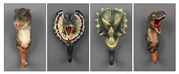Amerikanske Dekorative Krog Jurassic Verden Kreative Harpiks Dyr Model Dinosaur Tøjkrog Triceratops Væggen Hænger Krog